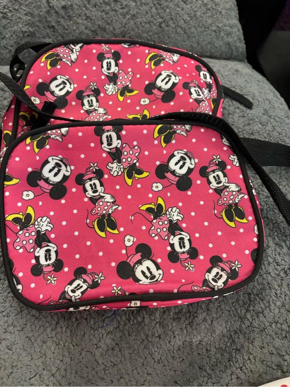 Disney Minnie Mouse Hot Pink Crossbody Bag with Black Trim